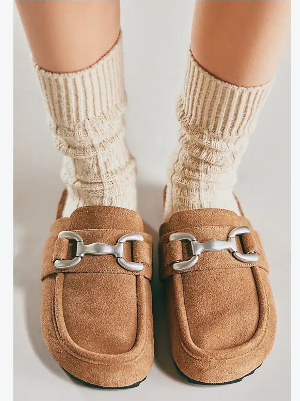 NIB Bibi Lou Exclusive Zagreb Taupe Suede Clogs with Metal Bit